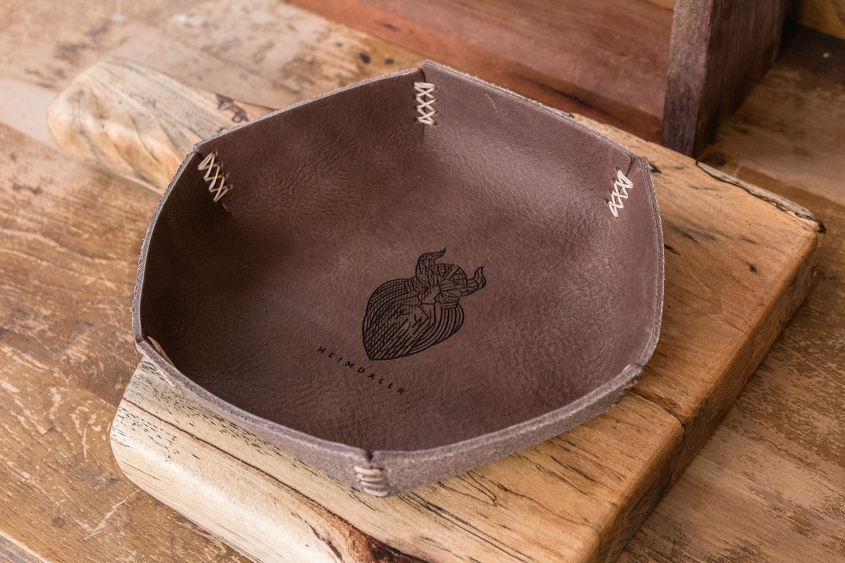 Full Grain Leather Dice Tray - Chocolate