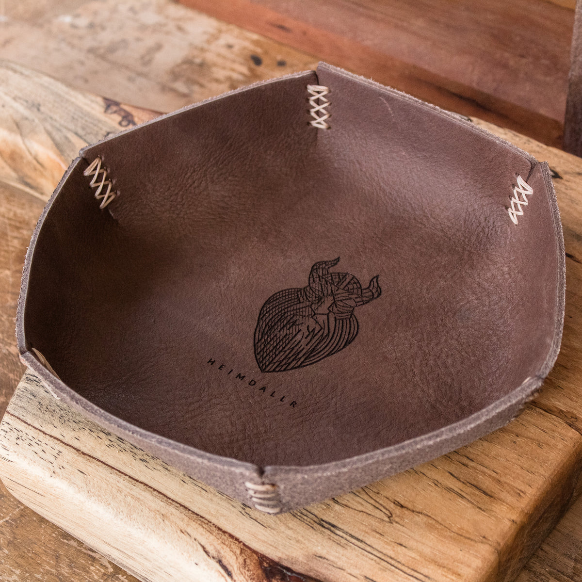 Full Grain Leather Dice Tray - Chocolate