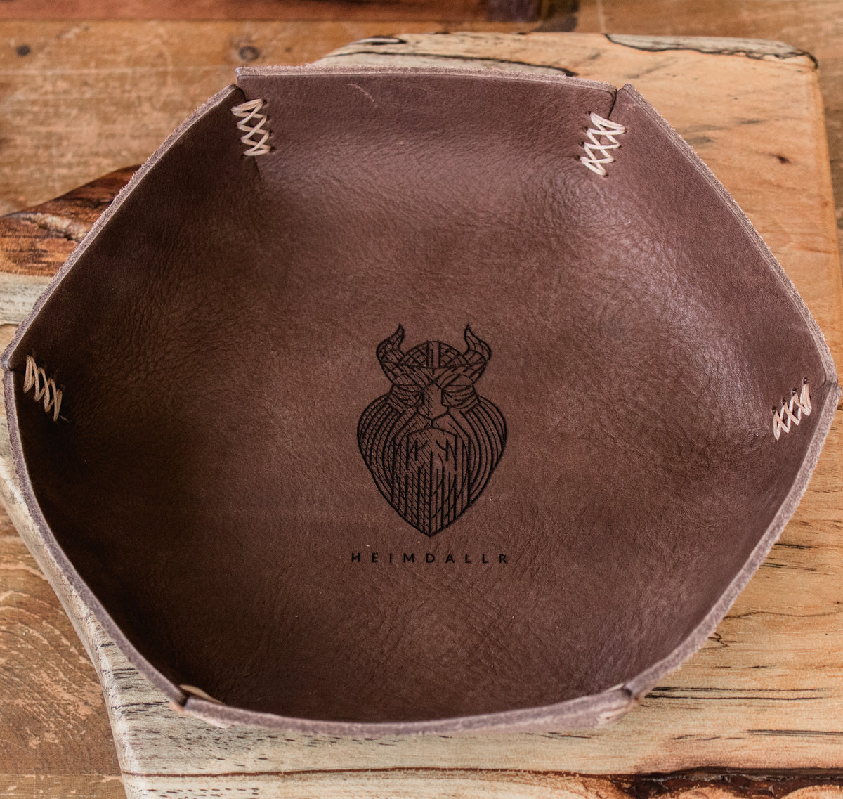 Full Grain Leather Dice Tray - Chocolate