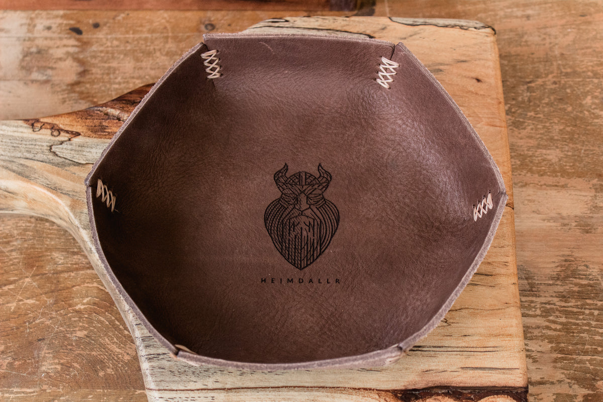 Full Grain Leather Dice Tray - Chocolate