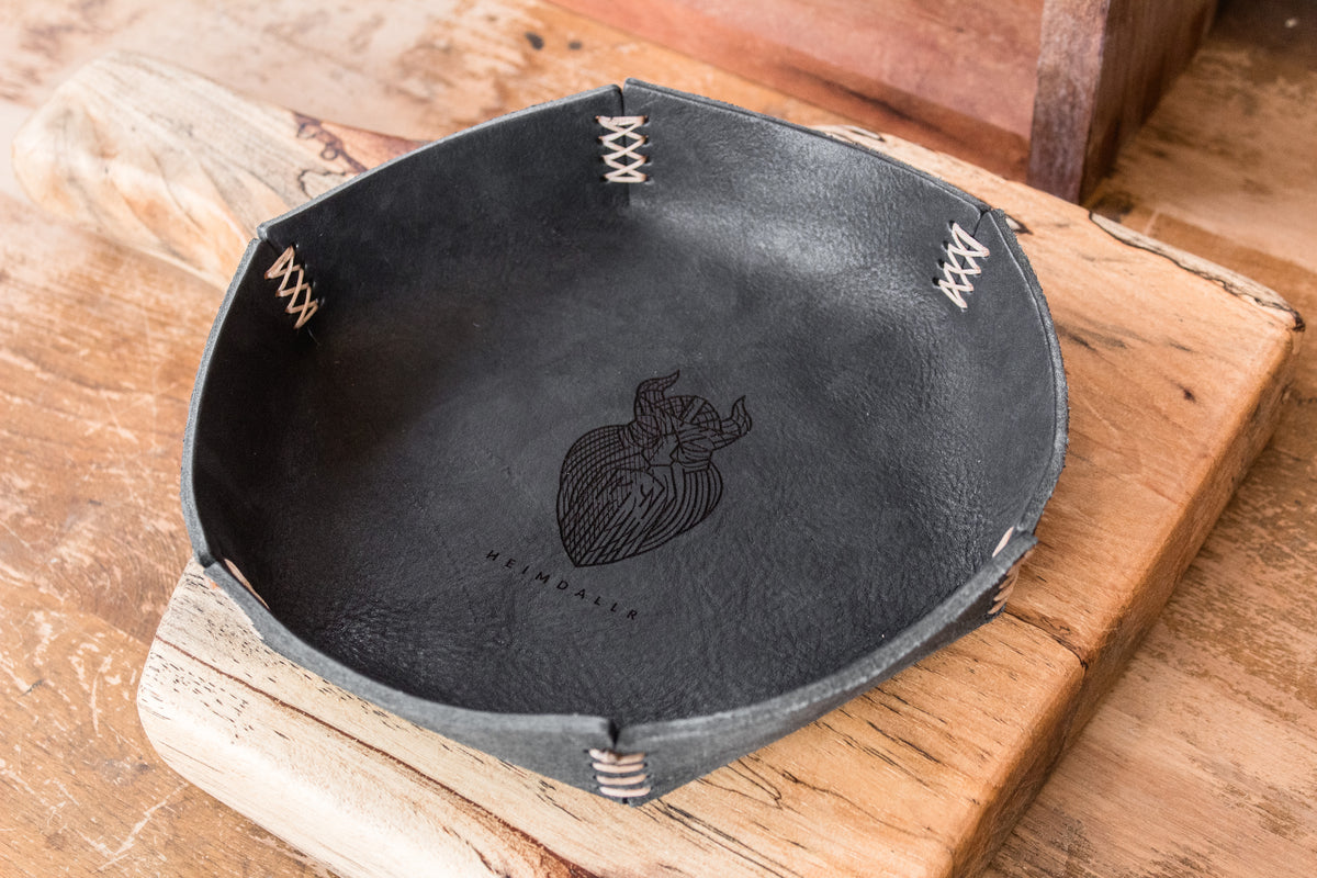 Full Grain Leather Dice Tray - Black