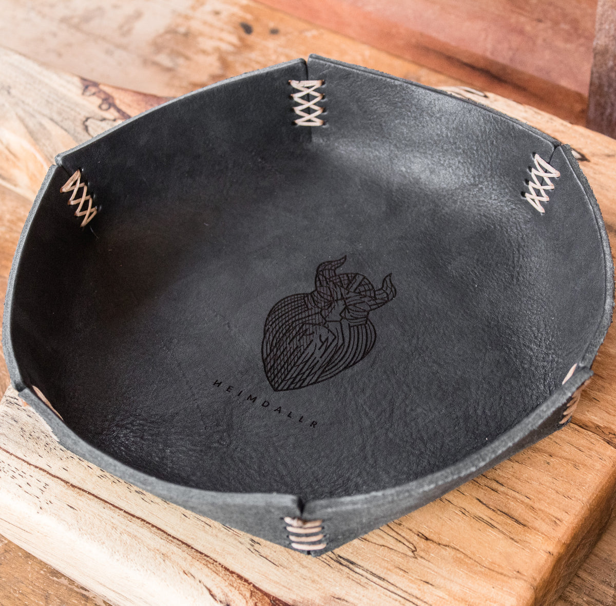 Full Grain Leather Dice Tray - Black