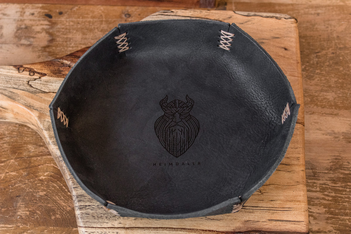 Full Grain Leather Dice Tray - Black
