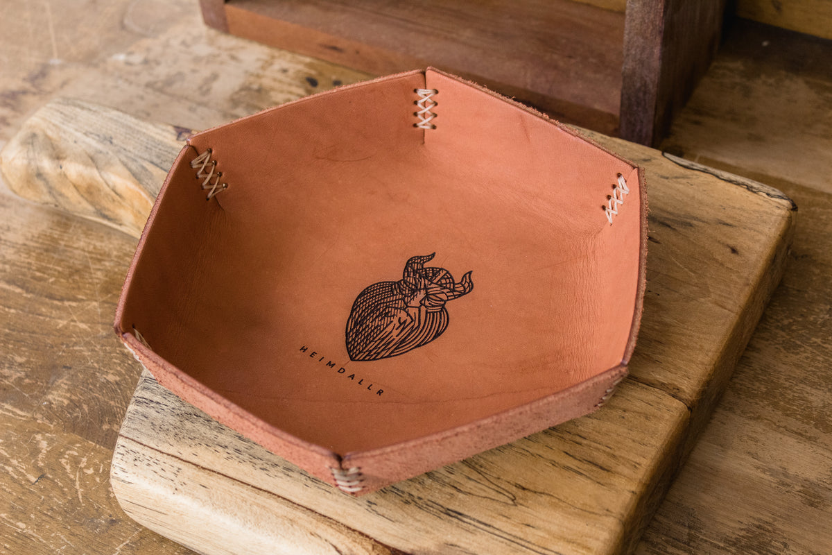 Full Grain Leather Dice Tray - Saddle Tan