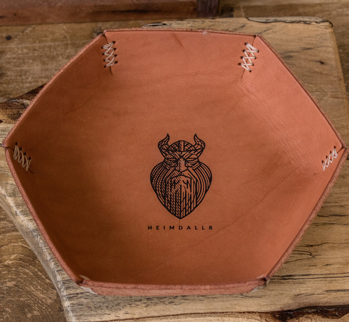 Full Grain Leather Dice Tray - Saddle Tan